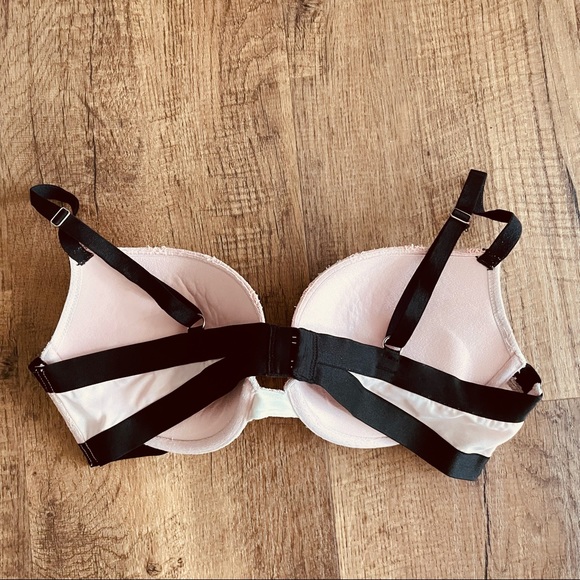 Victoria’s Secret Very Sexy Push-Up 36C lace light Pink/Black bra EUC - Picture 6 of 9
